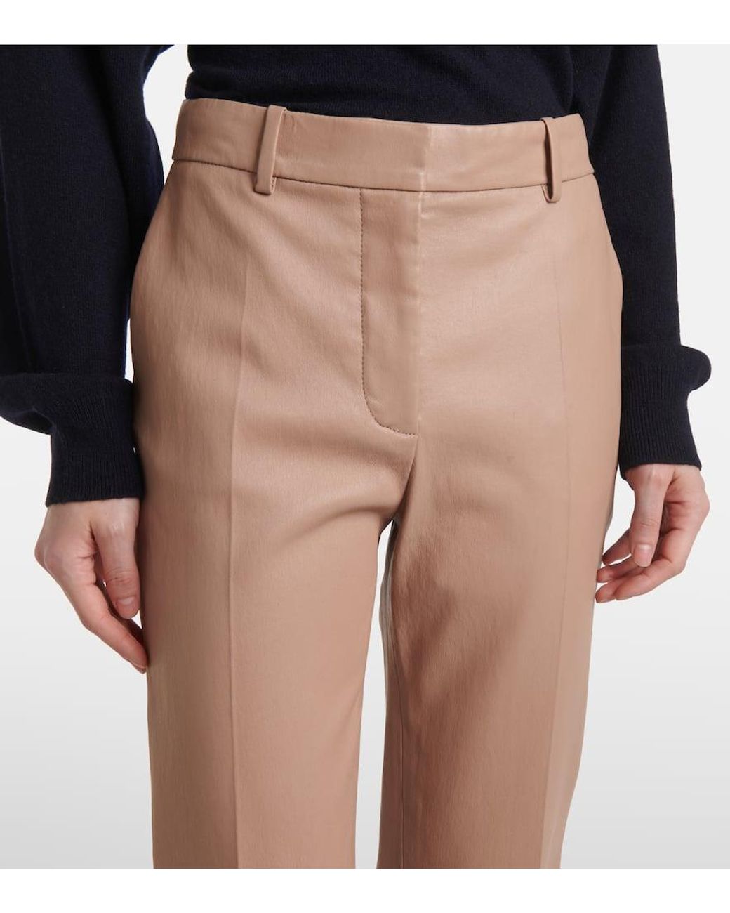 Joseph Natural Coleman Leather Straight Pants