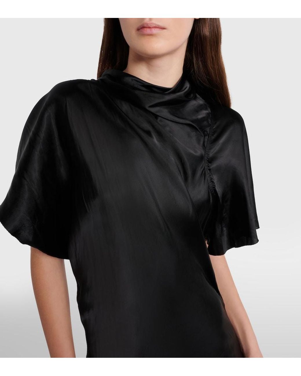Rick Owens Black Seb Draped Satin Gown