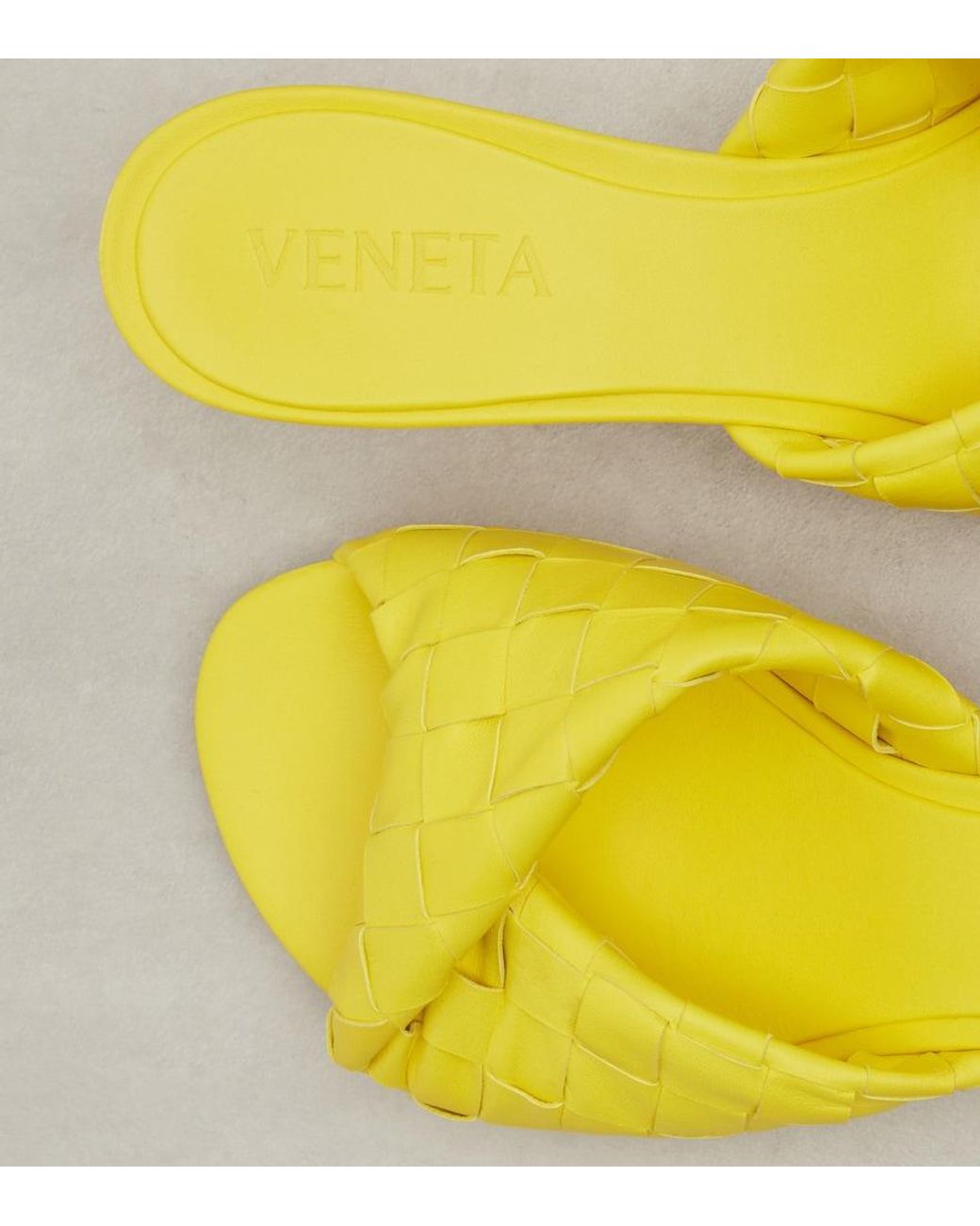 Bottega Veneta Yellow Blink 50 Intrecciato Leather Mules