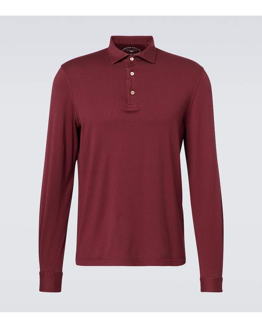 Fedeli Red Zero Cotton Jersey Polo Shirt for men