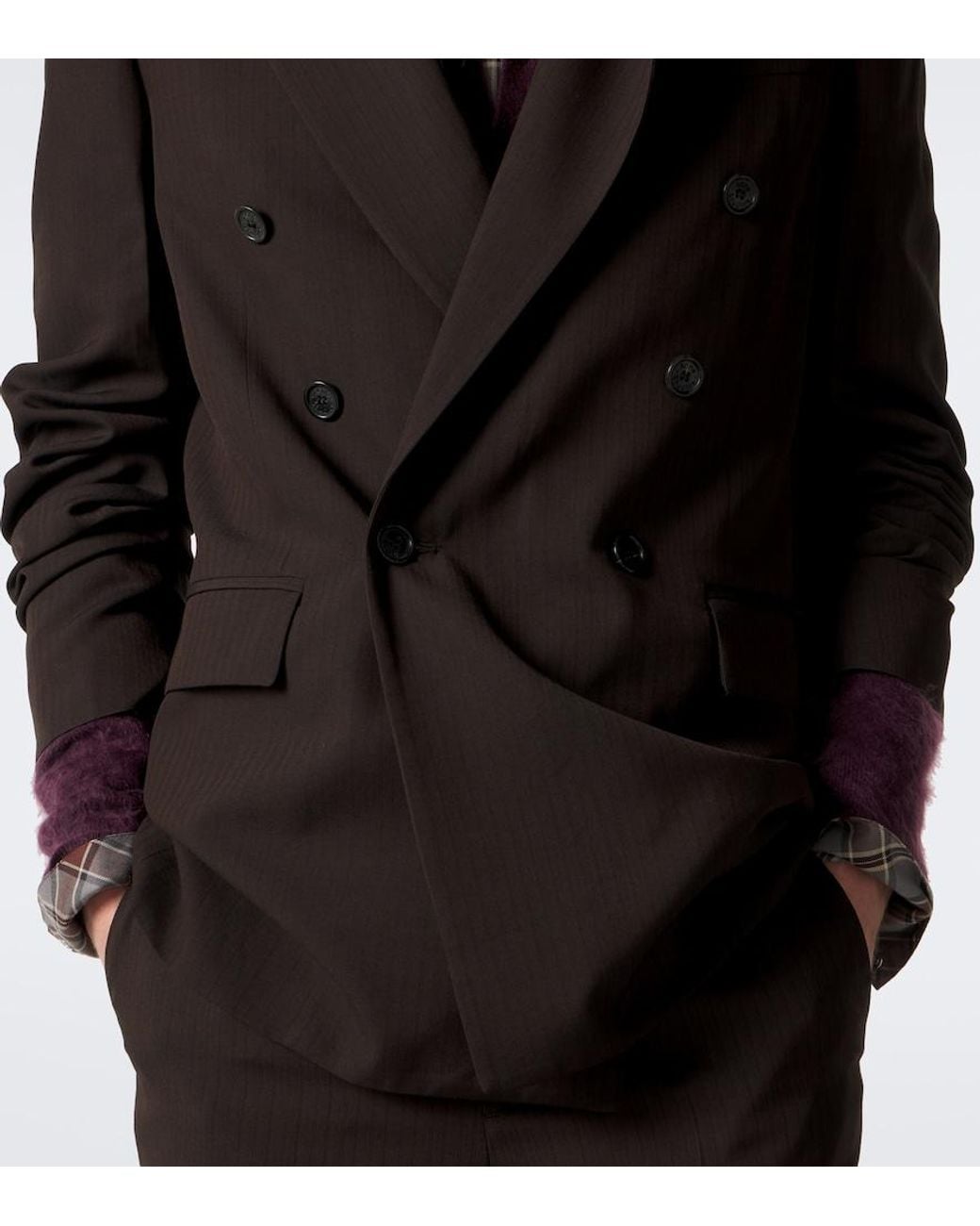 Acne Black Pinstripe Double-Breasted Blazer for men