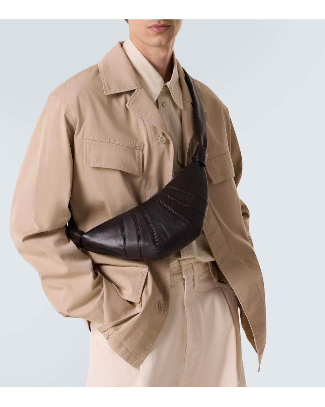 Lemaire Black Croissant Small Leather Shoulder Bag for men