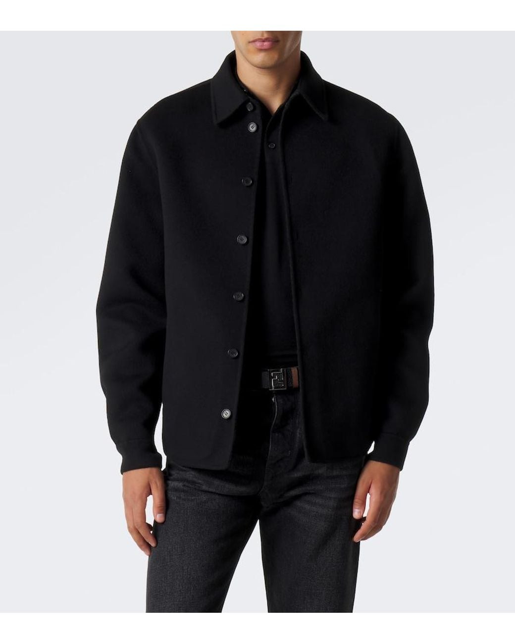 Fendi Black Wool Overshirt for men