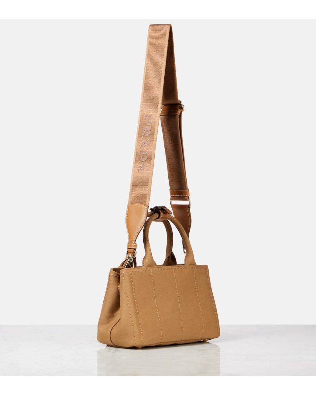 Prada Brown Jardiniere Mini Canvas Tote Bag
