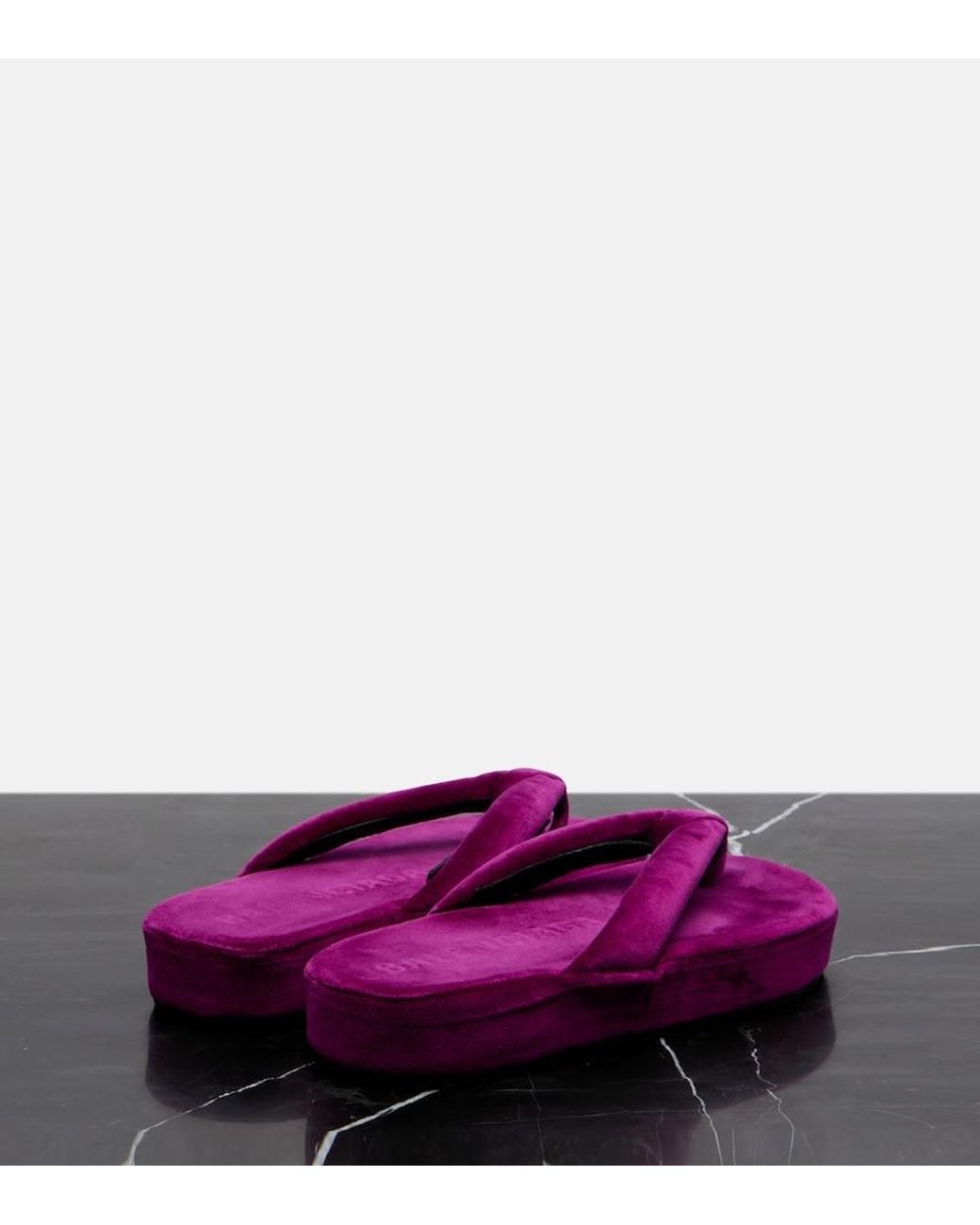 Balenciaga Purple Jet Lag Velvet Platform Thong Sandals