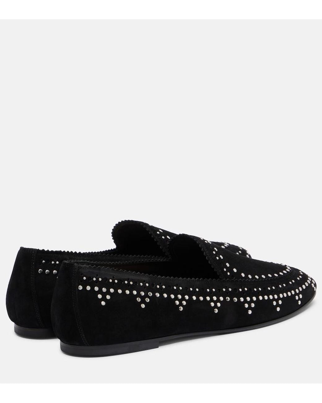 Aquazzura Black Skye Studded Suede Loafers