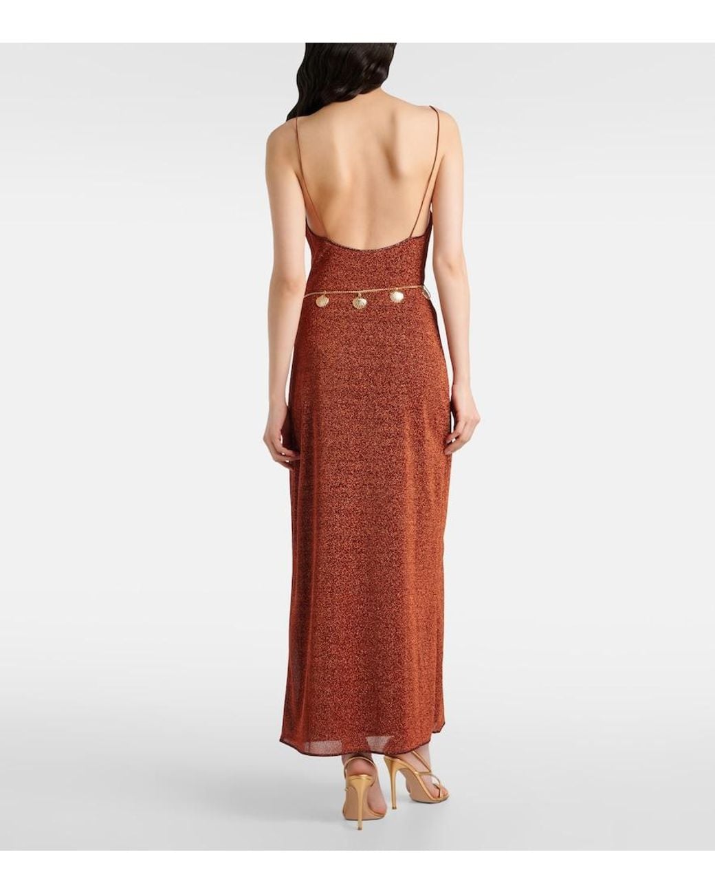 Oseree Red Lumiere Belted Maxi Dress