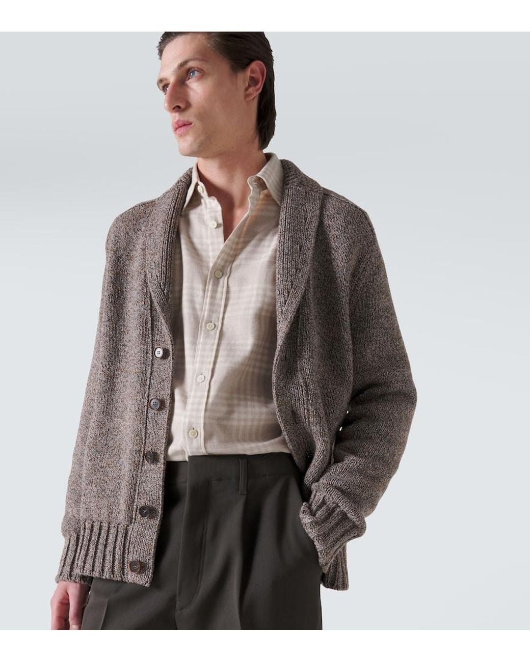Zegna White Checked Cotton Flannel Shirt for men