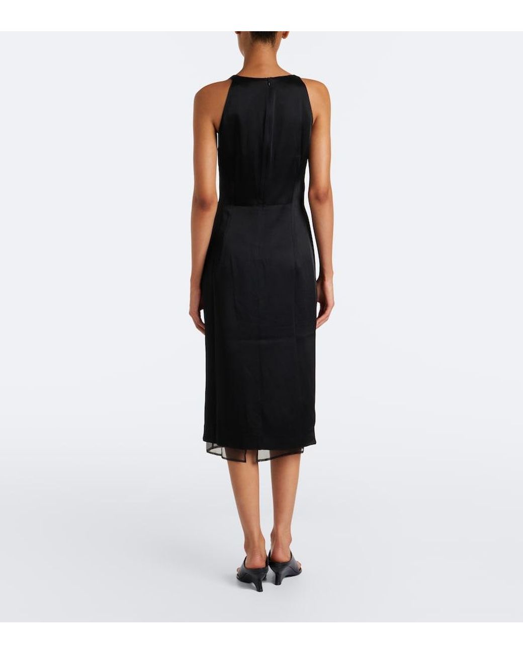 Rohe Black Gathered Midi Dress