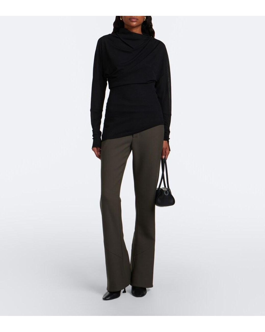 Proenza Schouler Black Golda Draped Jersey Top