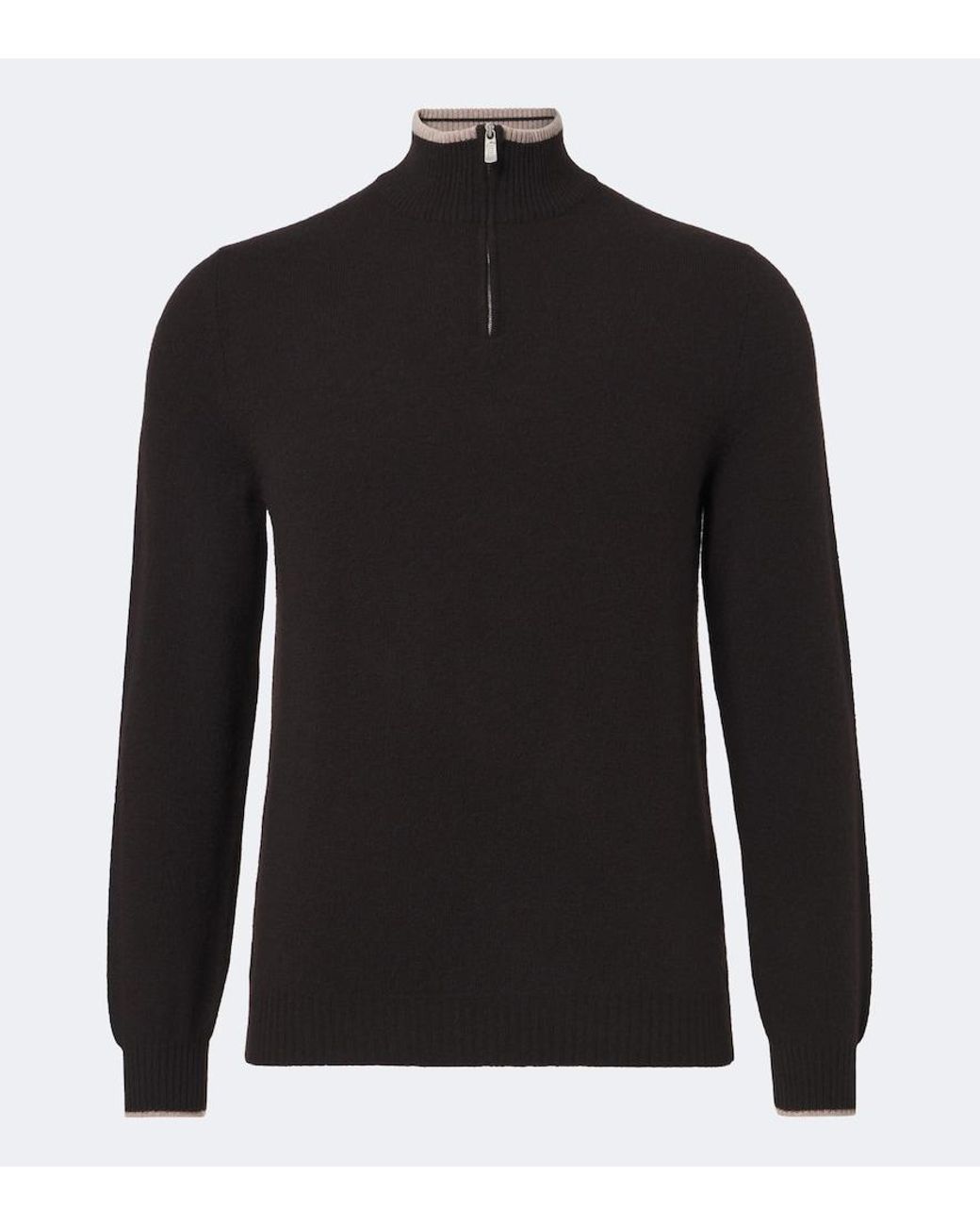 Fedeli Black Cashmere Half-Zip Sweater for men