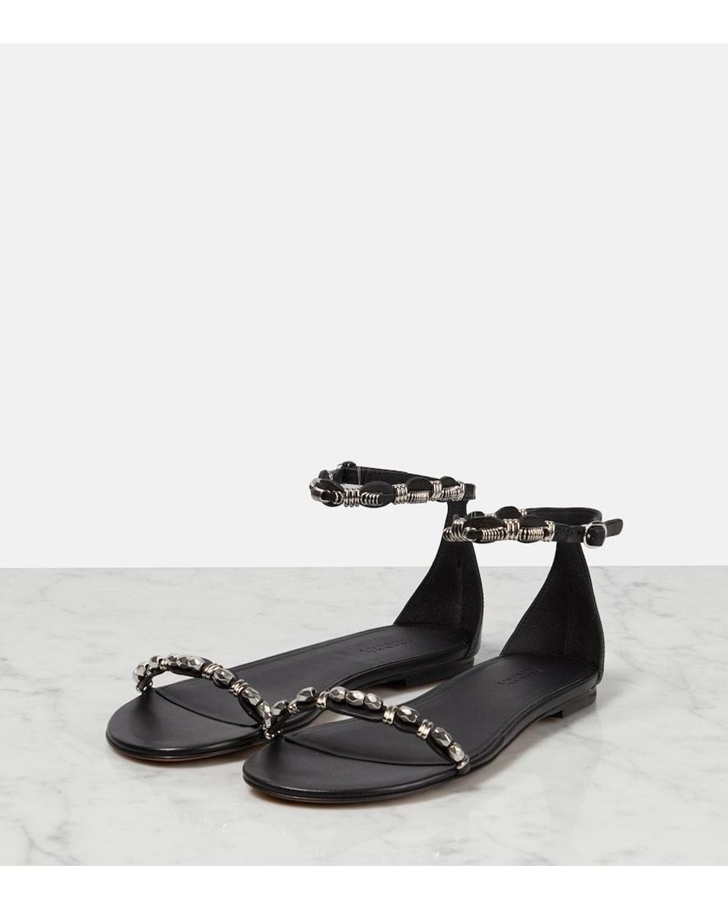 Isabel Marant Black Embellished Leather Sandals