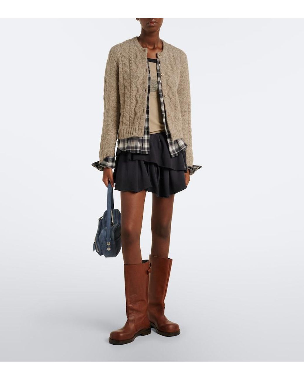 Acne Natural Layered Alpaca, Yak And Wool-Blend Cardigan
