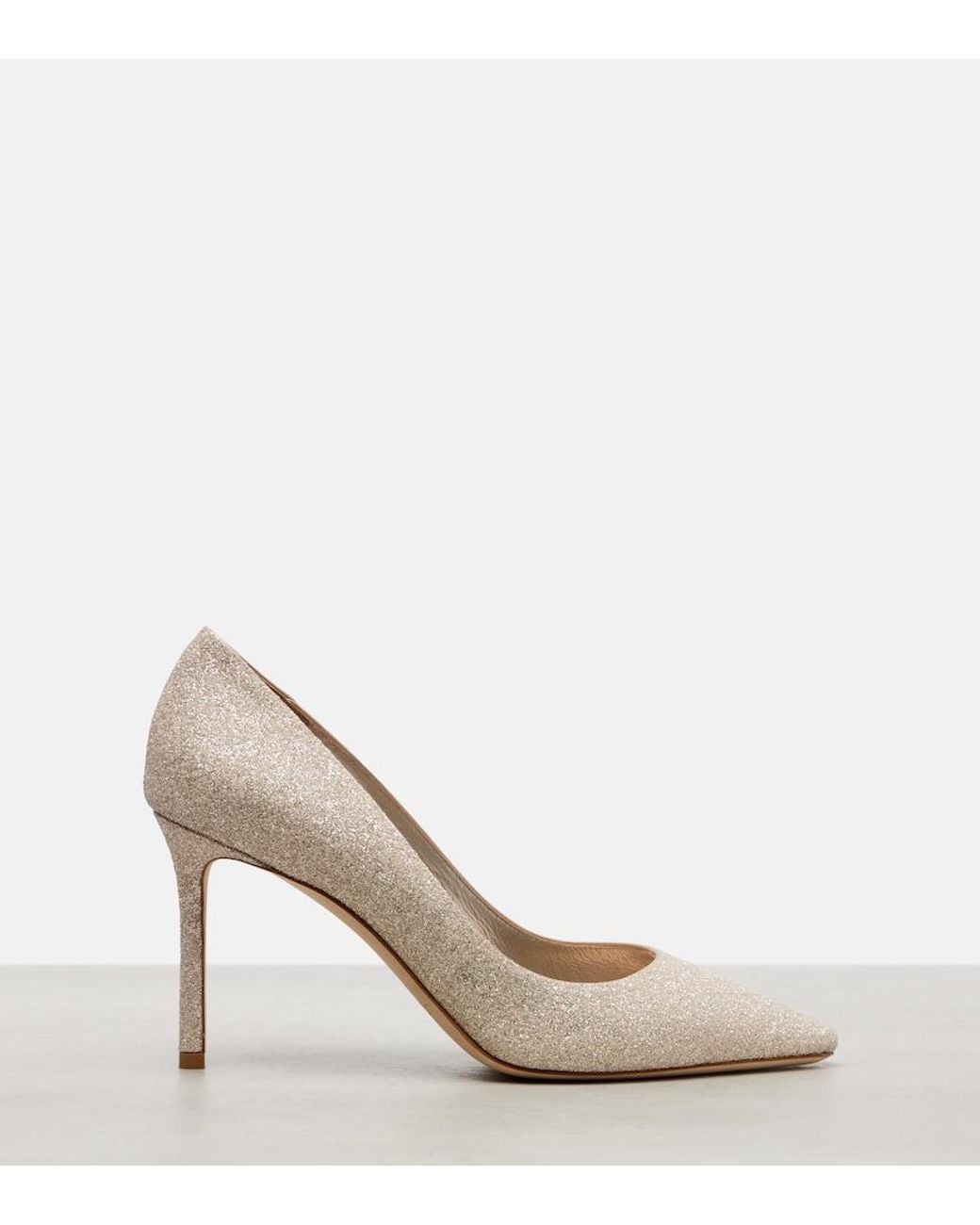 Jimmy Choo Natural Romy 85 Glitter Pumps