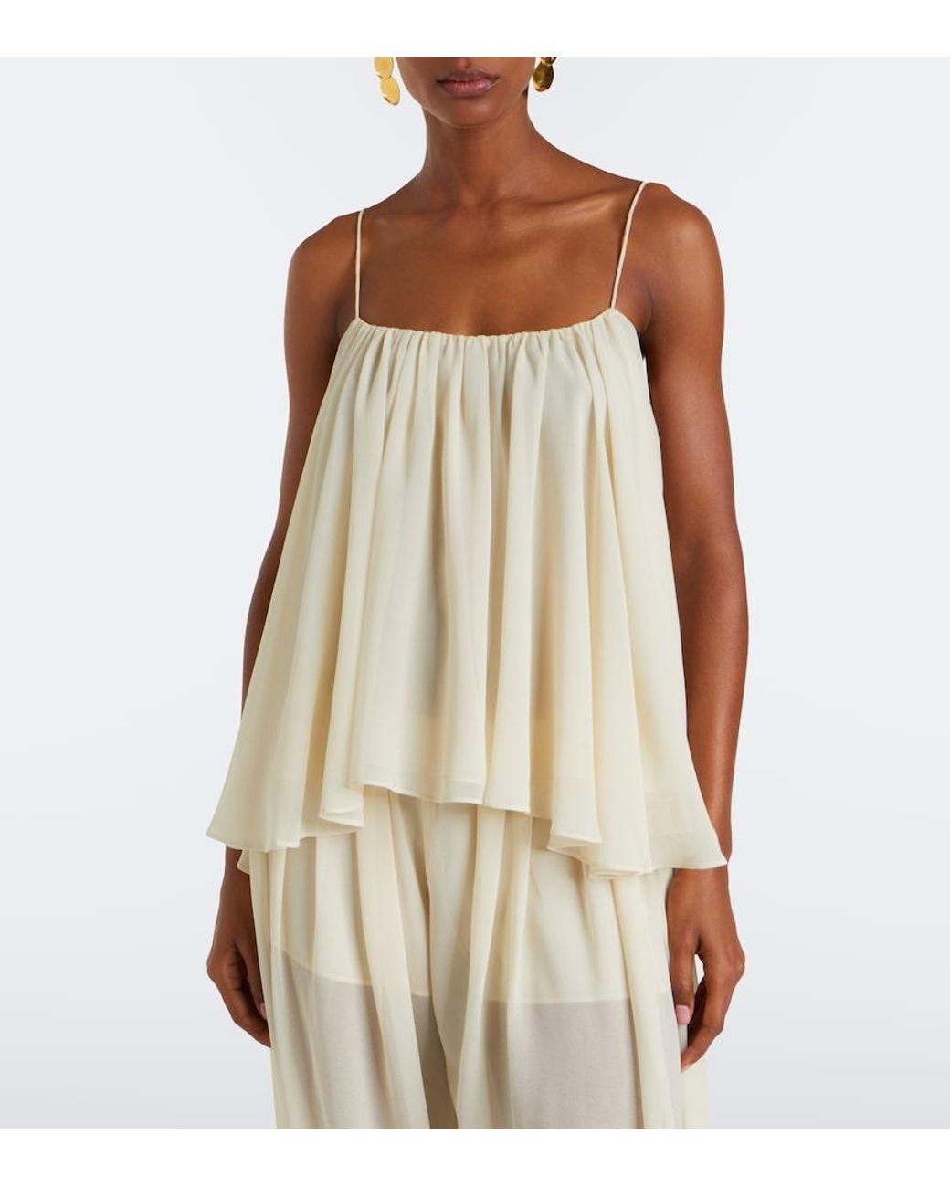 De La Vali White Agapito Georgette Top