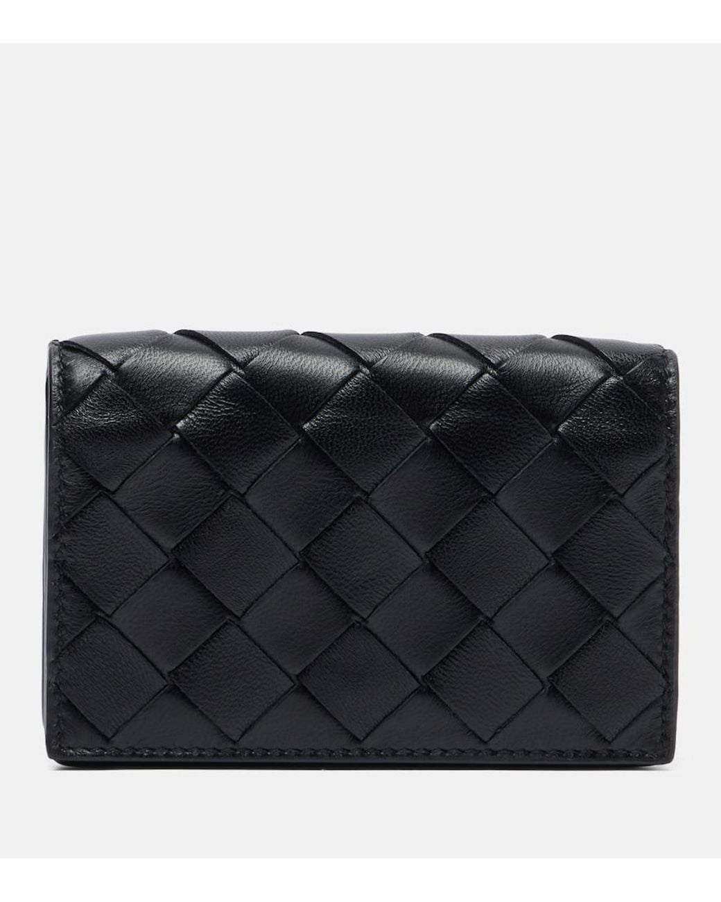 Bottega Veneta Black Intrecciato Leather Card Holder