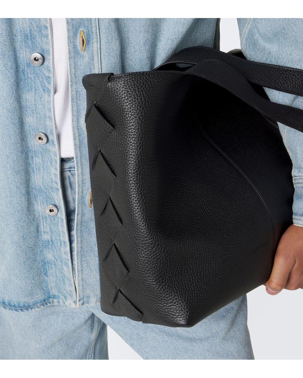 Bottega Veneta Black Intreccio Leather Tote Bag for men