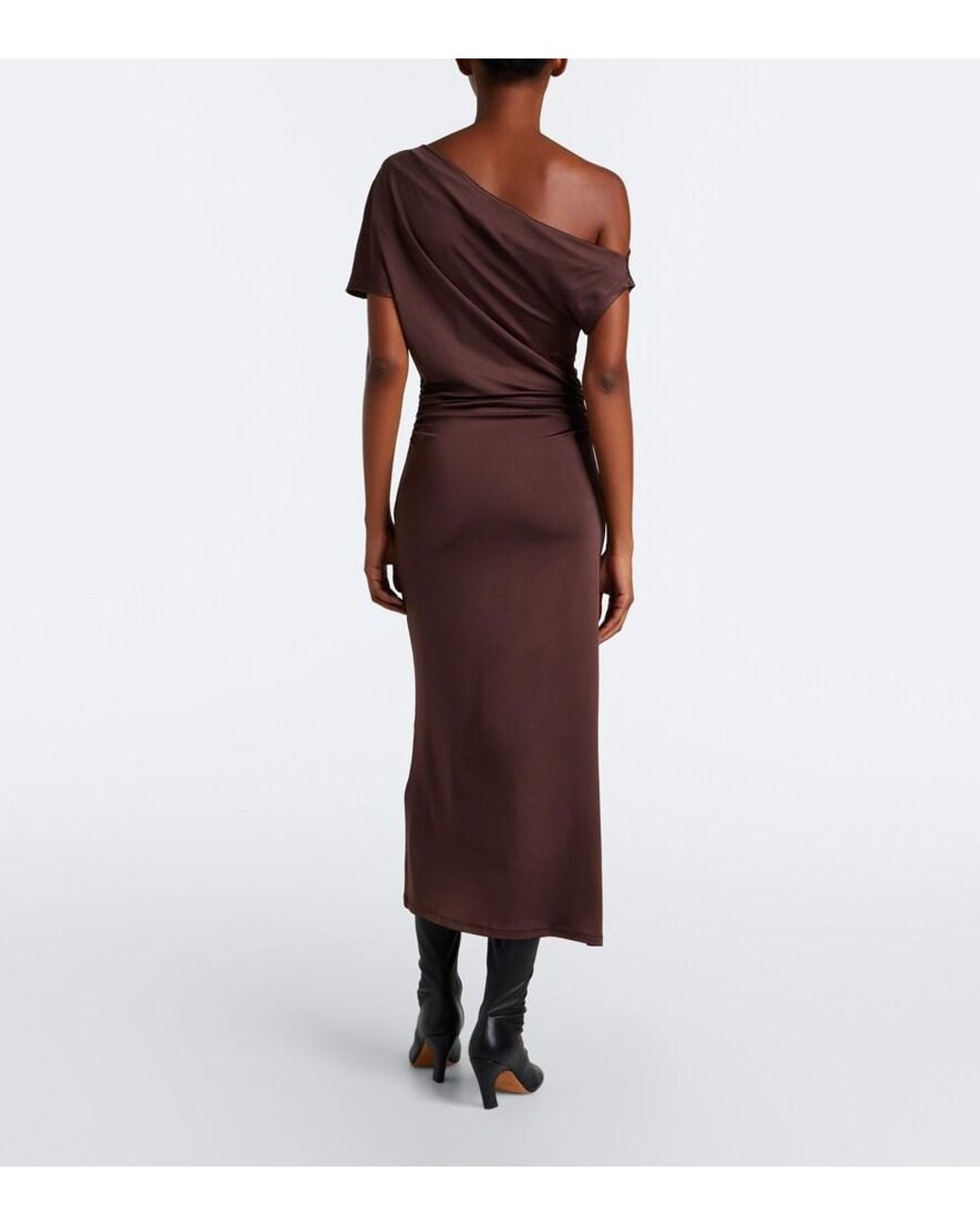 TOVE Purple Sora Gathered Satin Midi Dress