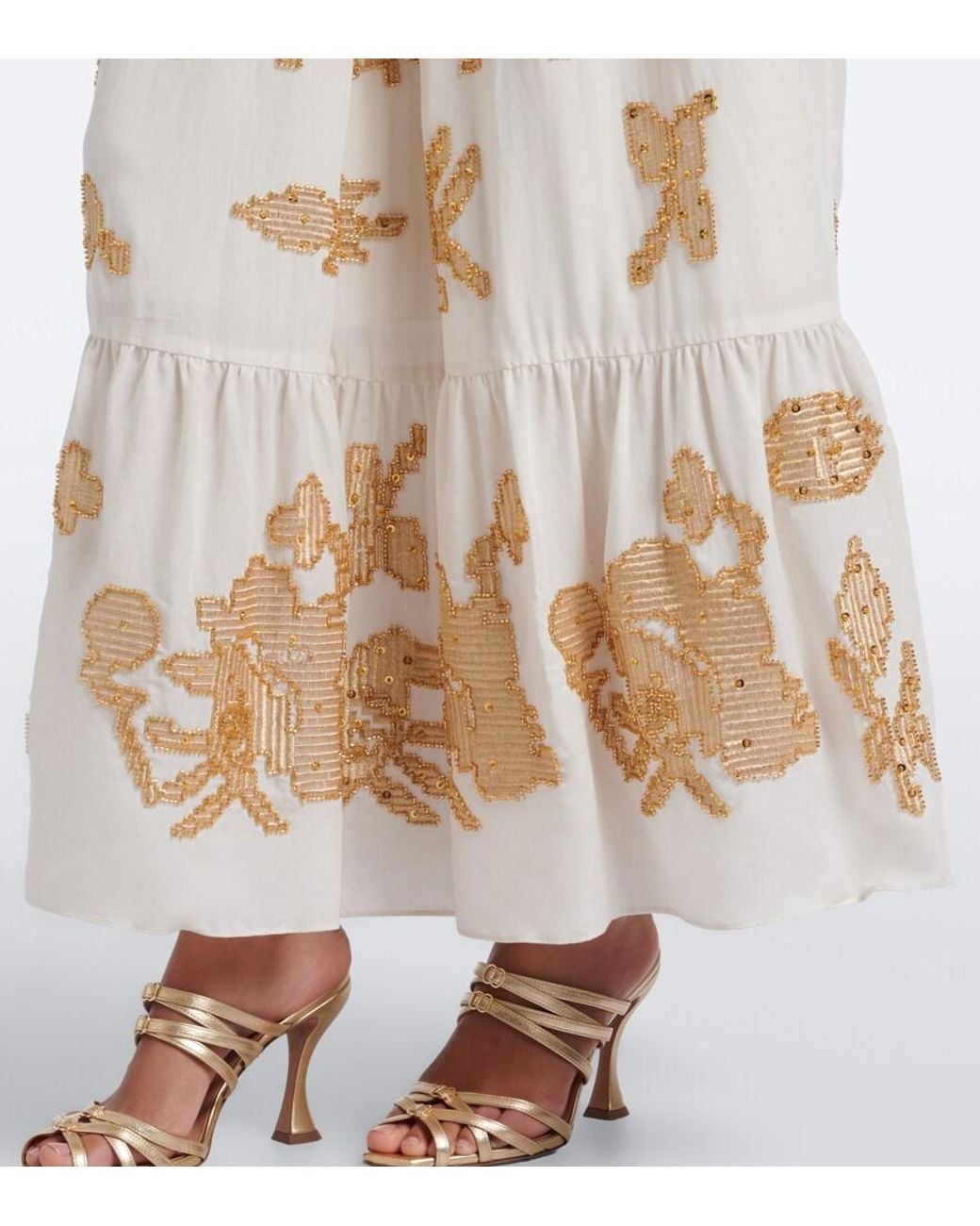 JACQUES WEI Natural Beaded Maxi Dress
