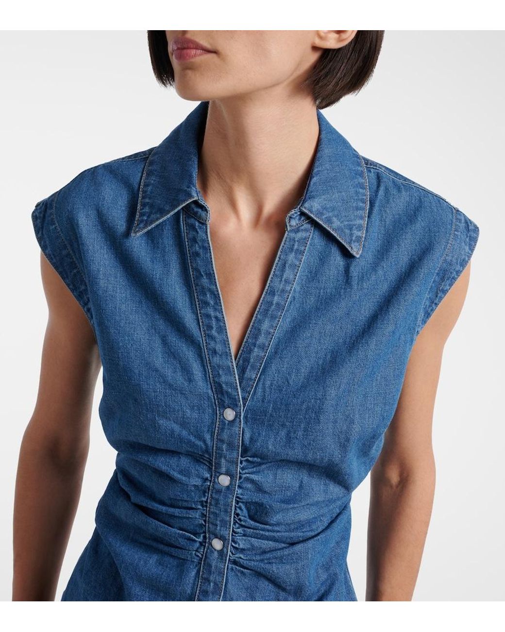 Top Sera De Denim Fruncido Veronica Beard de color Blue
