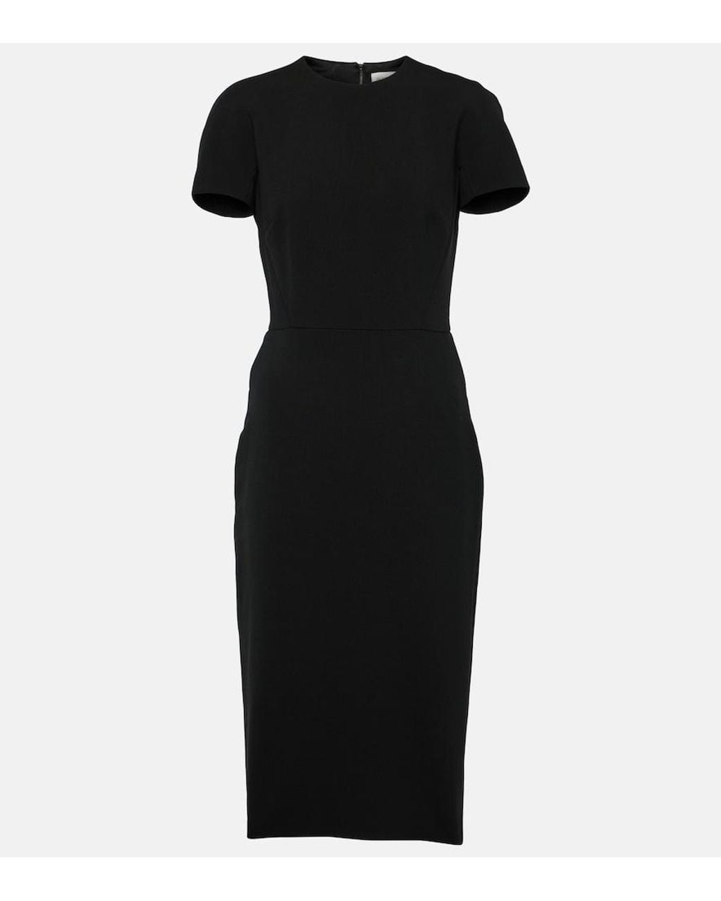 Victoria Beckham Black Fitted T-Shirt Crepe Midi Dress