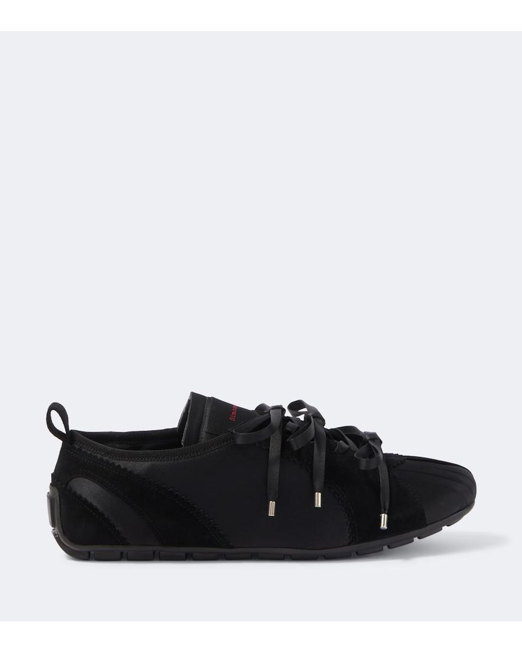 Simone Rocha Black Ballerina Grip Suede-Trimmed Satin Sneakers for men