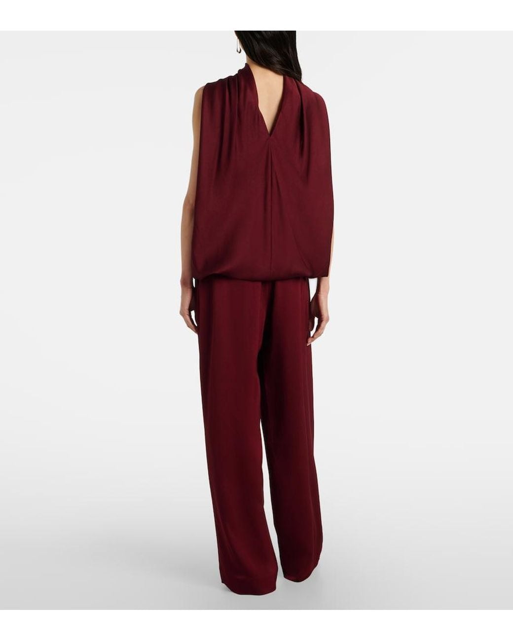 Jonathan Simkhai Red Kyra Satin Wide-Leg Pants