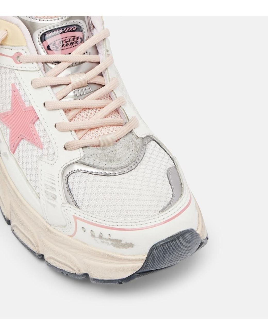 Golden Goose Deluxe Brand Pink Lightstar Leather-Trimmed Sneakers