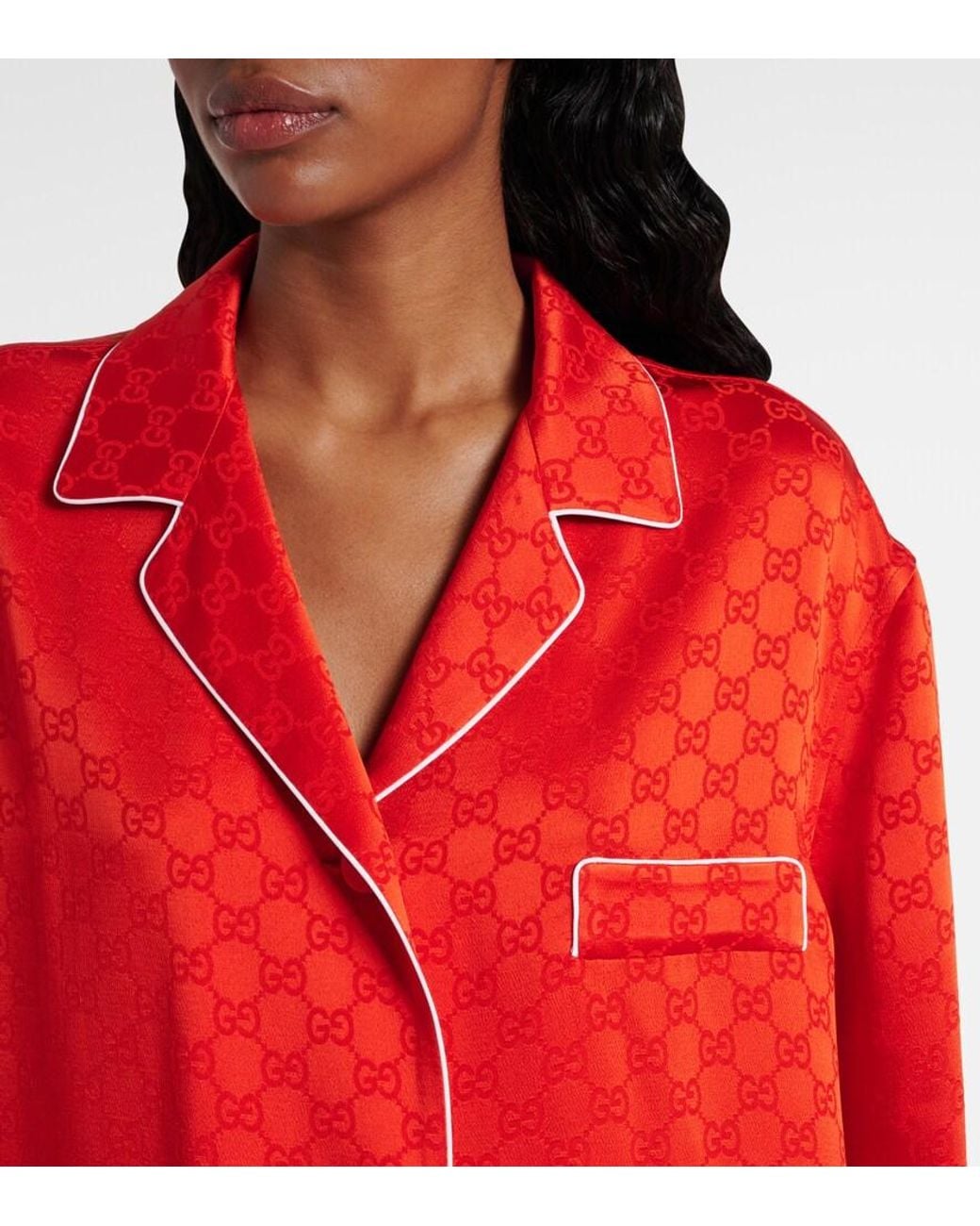 Gucci Red Gg Satin Shirt