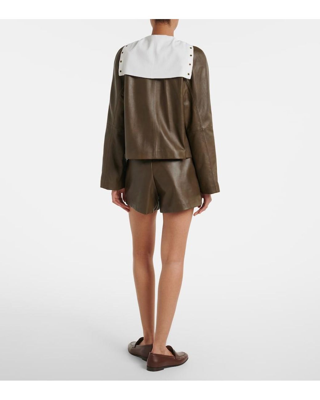 Max Mara Brown Leather Shorts