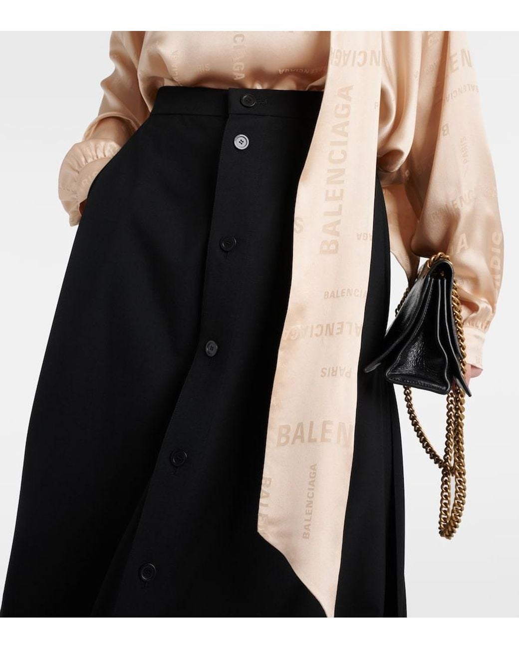 Balenciaga Black Wool Maxi Skirt