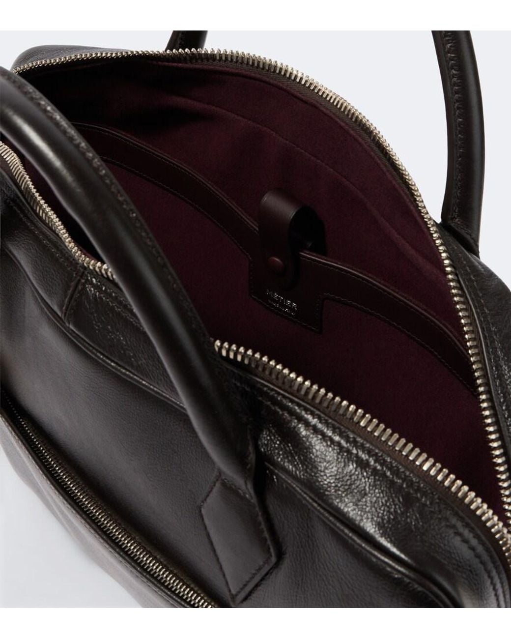 Metier Black Closer Slim Leather Briefcase for men