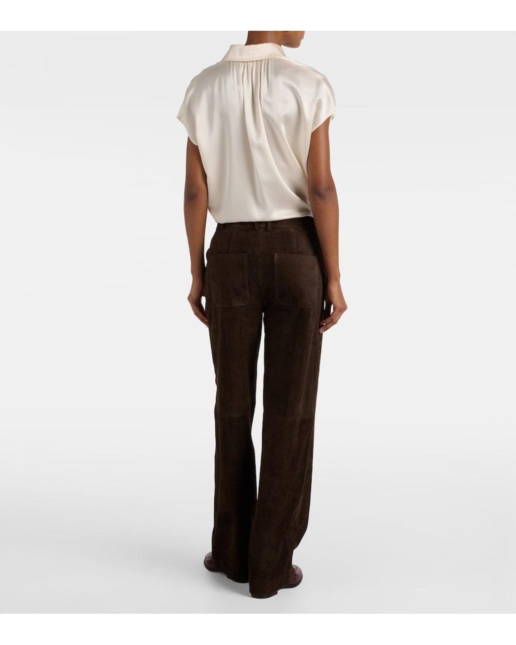 Vince Brown Leather Straight Pants