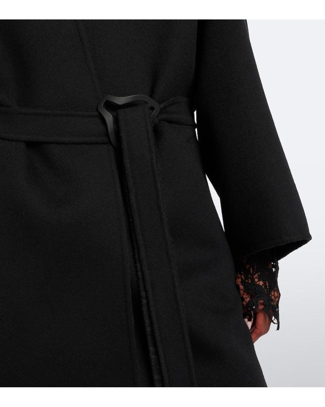 Fendi Black Belted Wool And Silk Coat