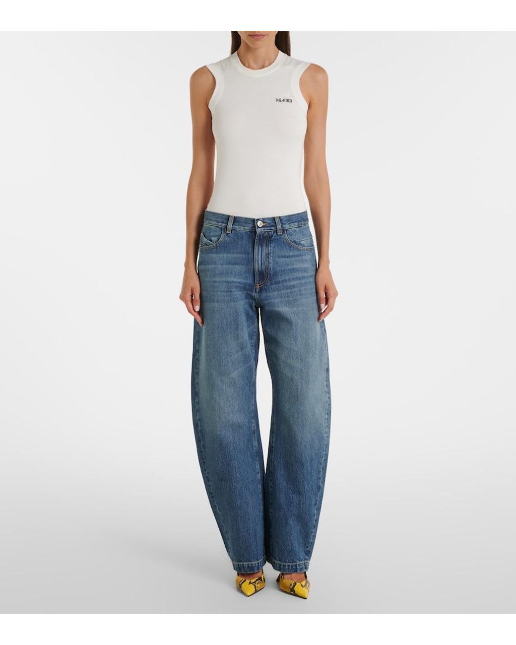 The Attico Blue Mid-Rise Barrel-Leg Jeans