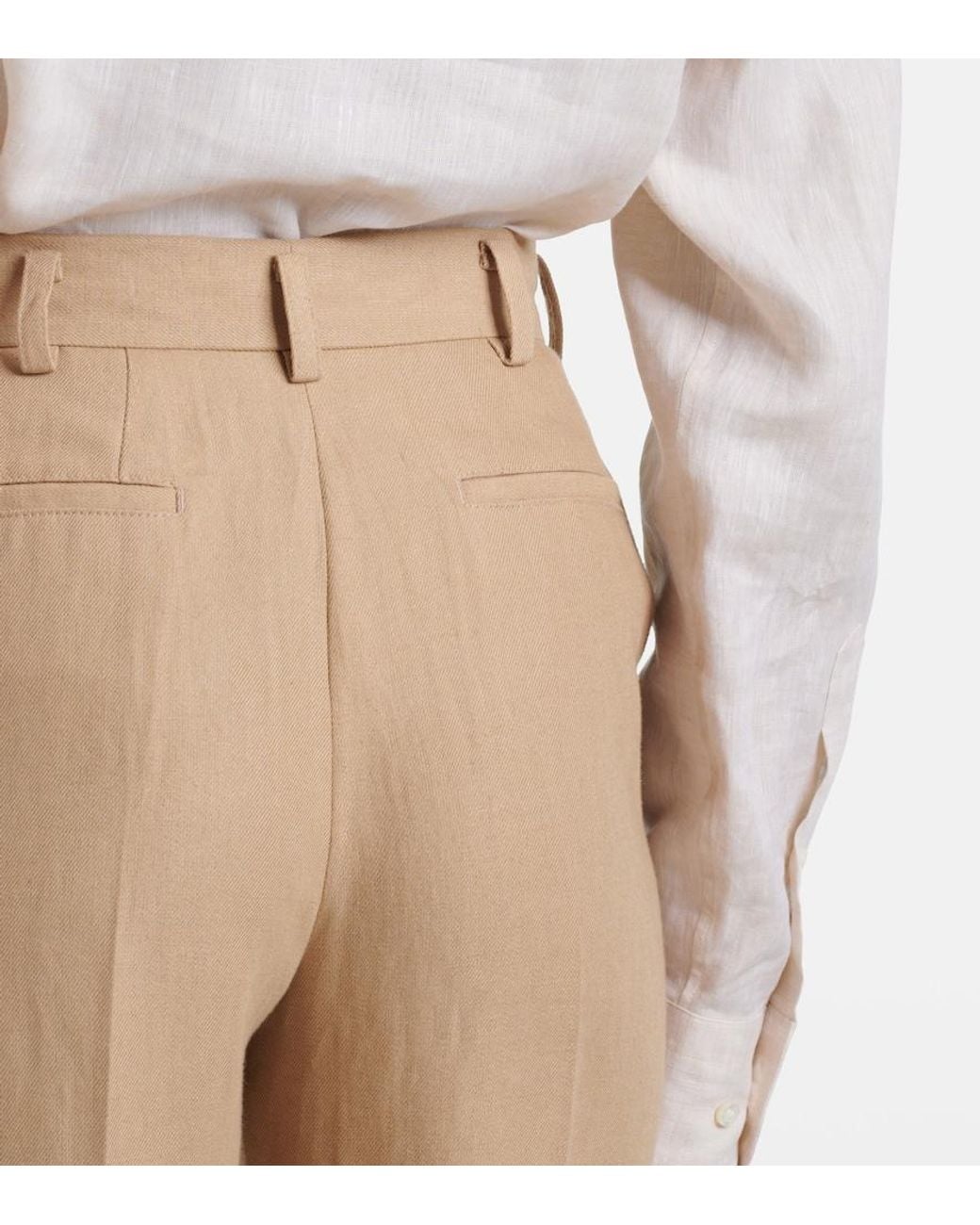 Loro Piana Natural Neo Derk Linen Crepe Straight Pants