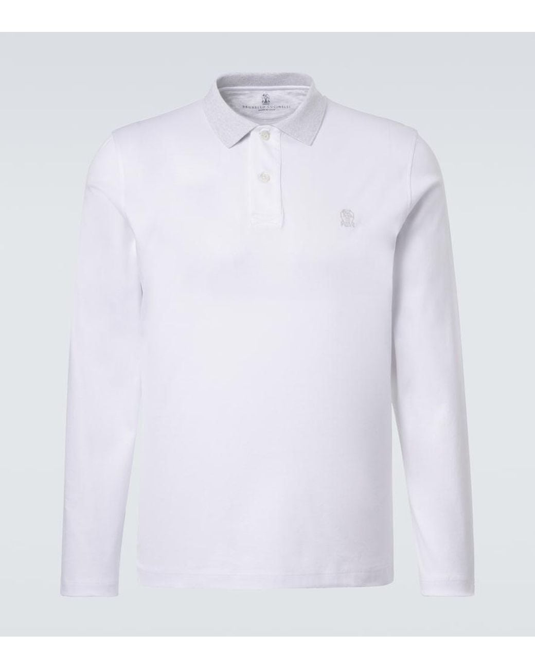 Brunello Cucinelli White Cotton Polo Shirt for men
