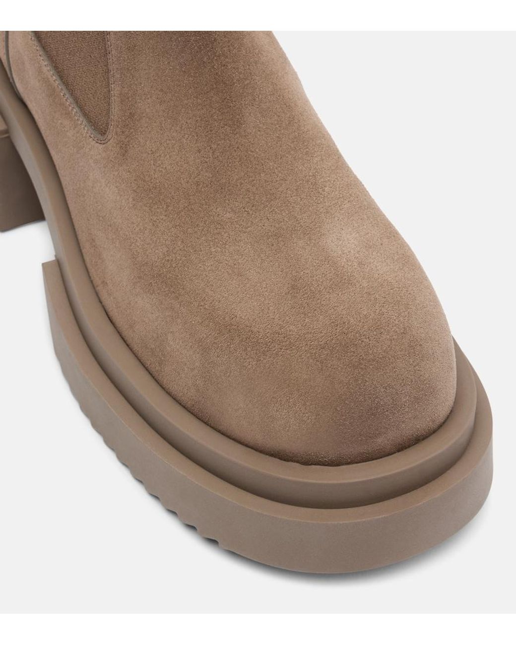 Rick Owens Brown Beatle Suede Platform Chelsea Boots