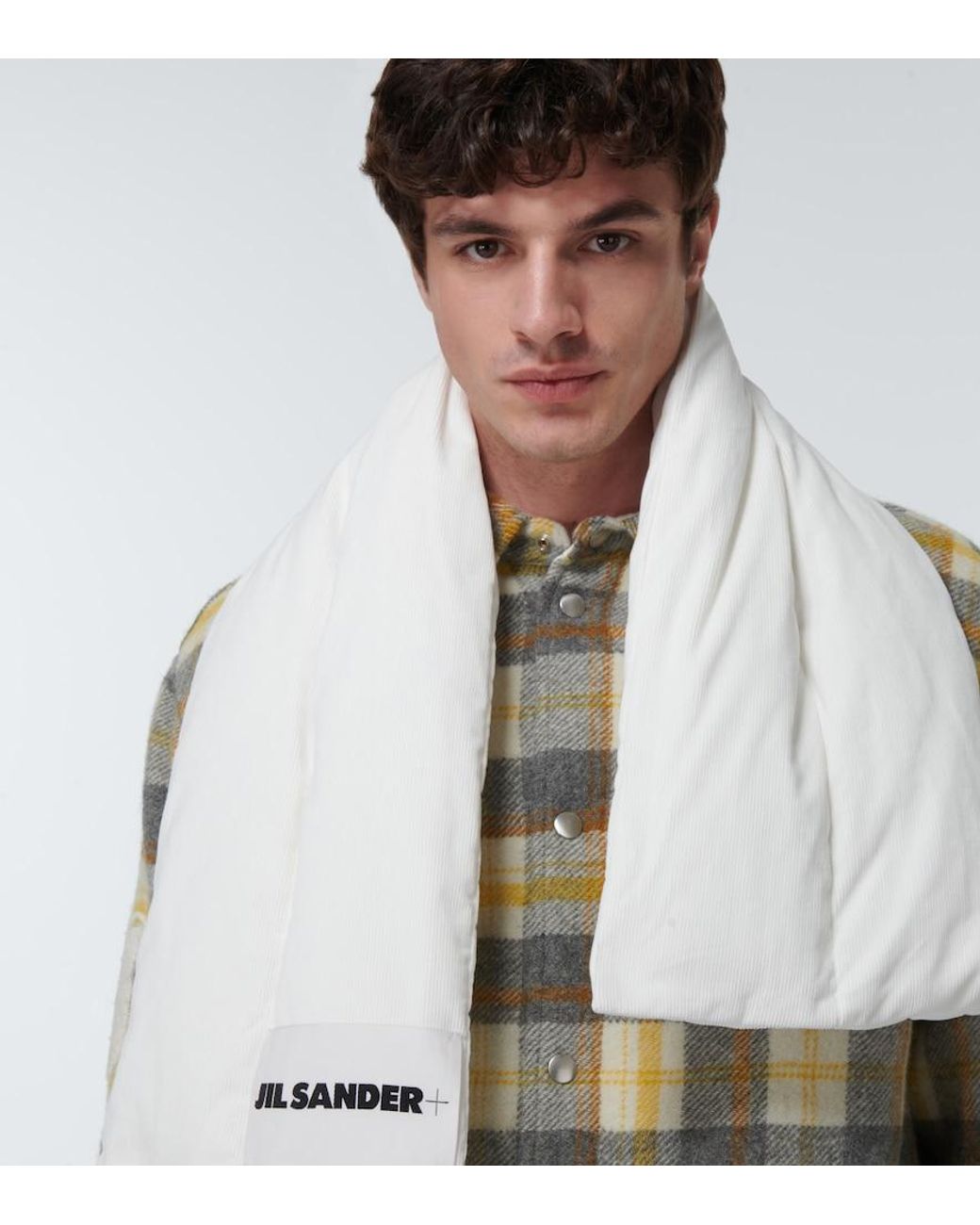 Jil Sander White Padded Down Scarf for men