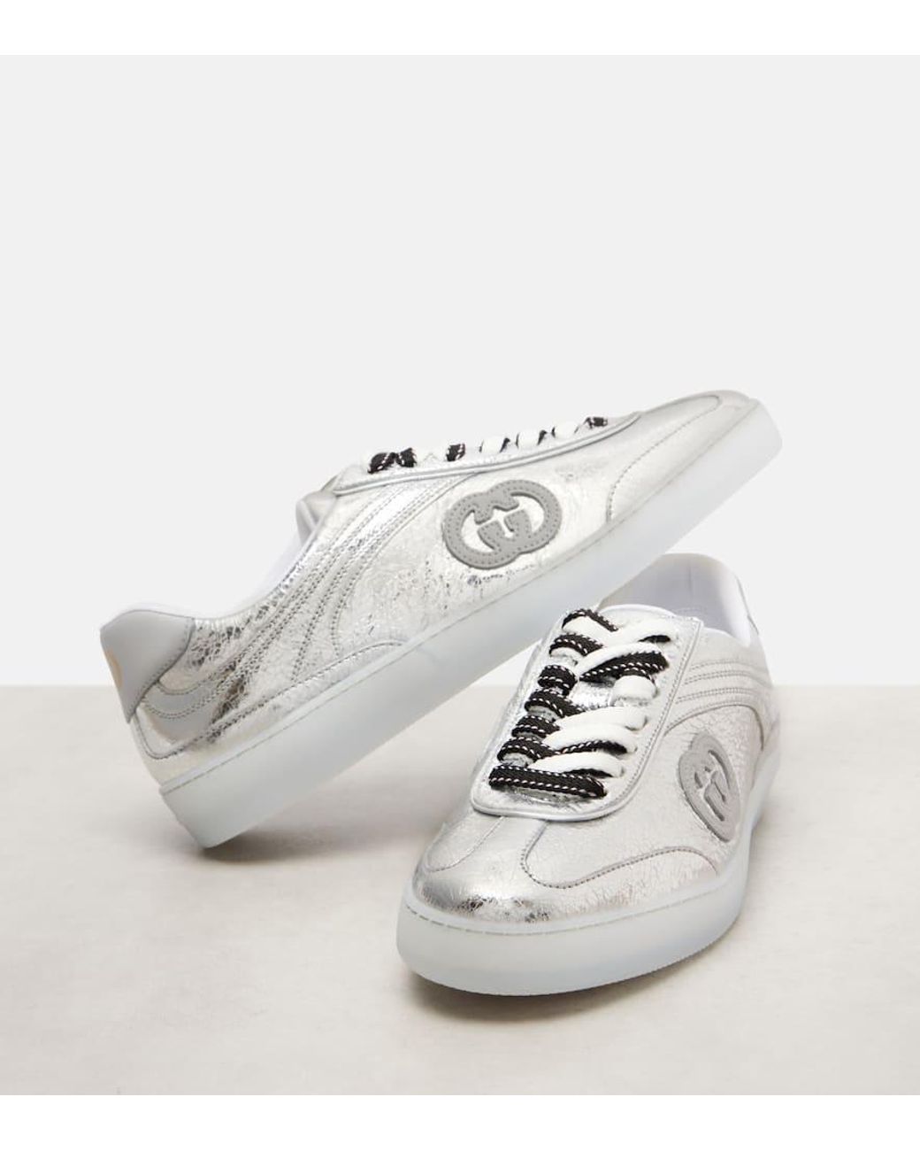 Baskets G75 En Cuir Metallise Gucci en coloris White