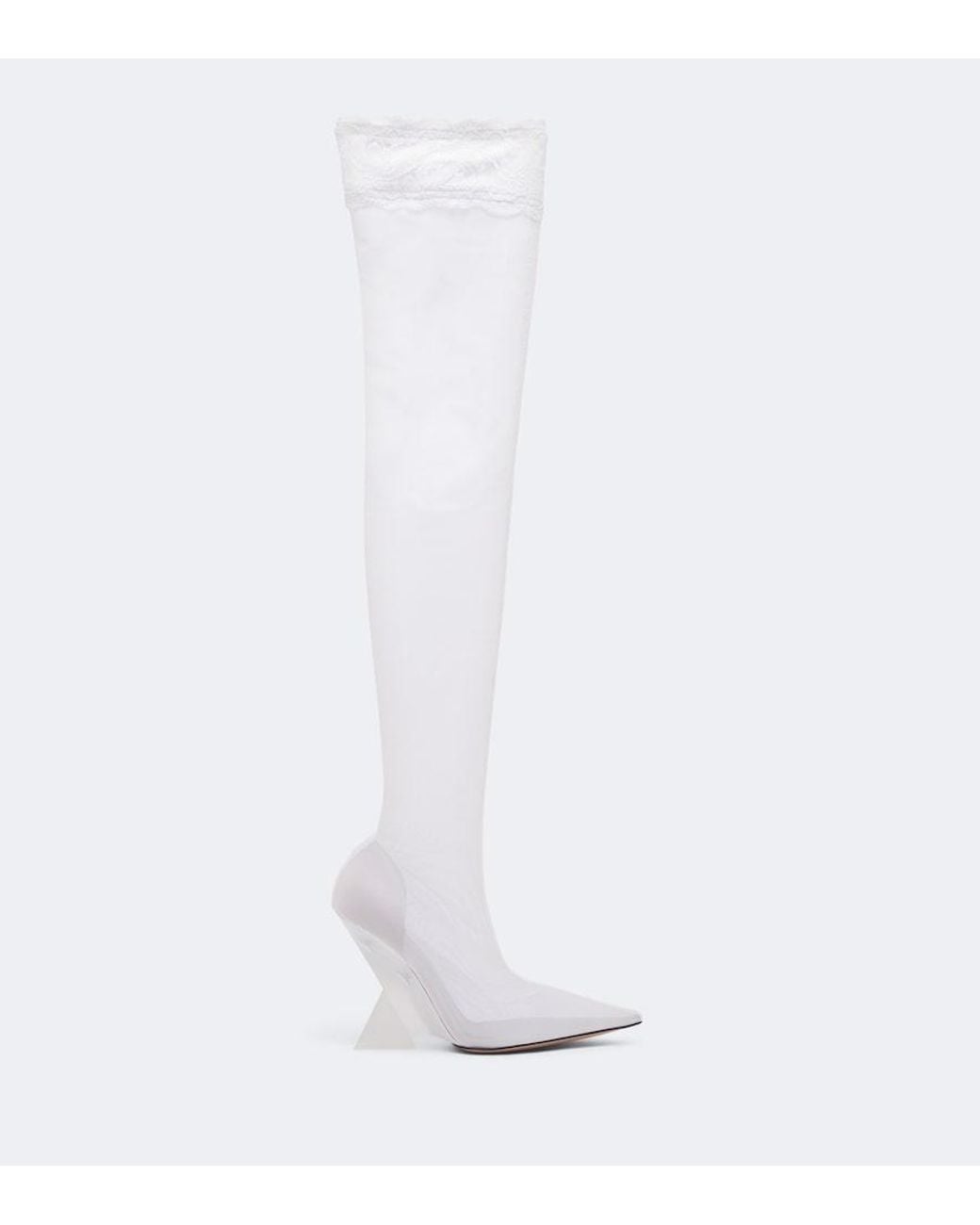 The Attico White Cheope Mesh Over-The-Knee Boots