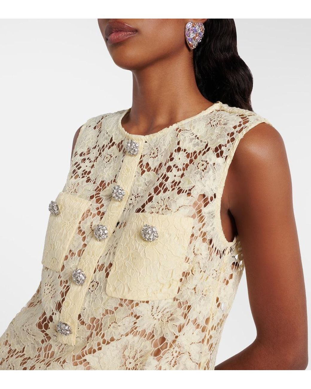 Self-Portrait Natural Lace Minidress