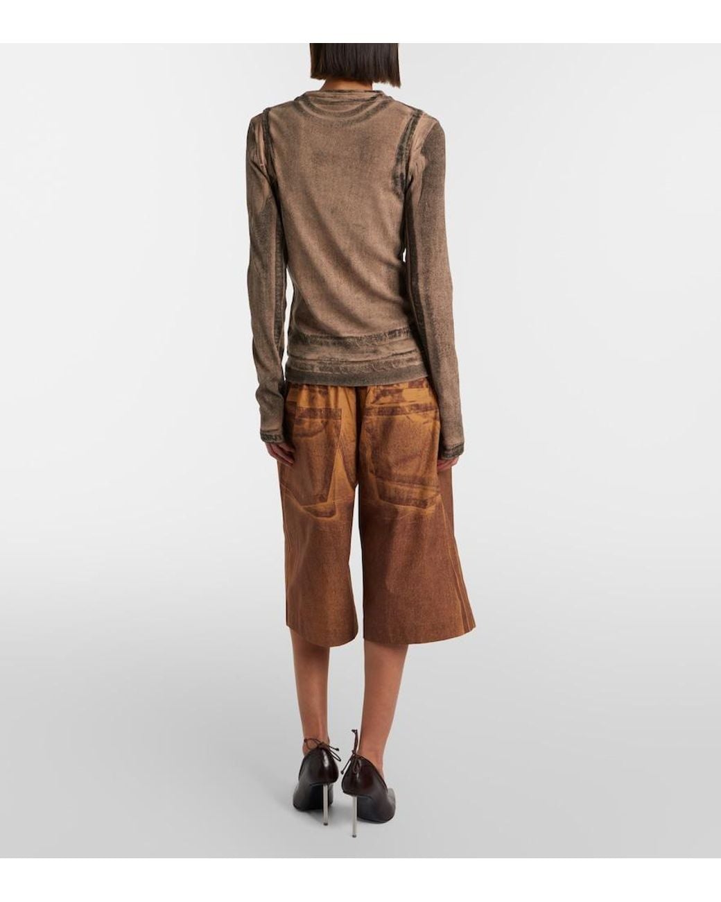 Acne Brown Printed Cotton Bermuda Shorts