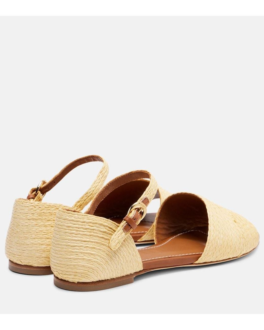 Staud Brown Catharine Raffia And Leather Sandals