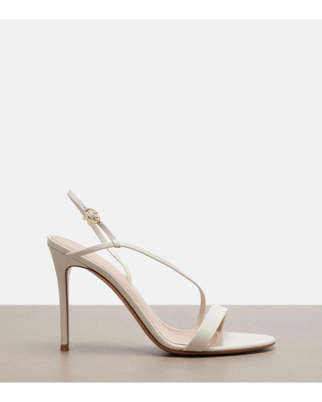 Gianvito Rossi White Patent Leather Slingback Sandals