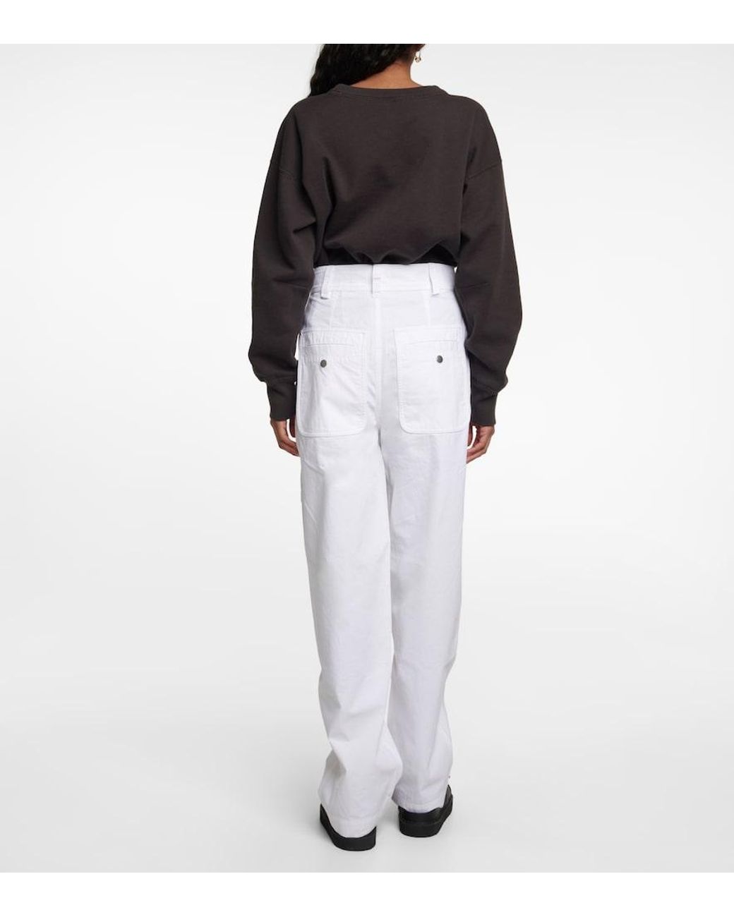 Isabel Marant White Ruby High–Rise Cotton Pants