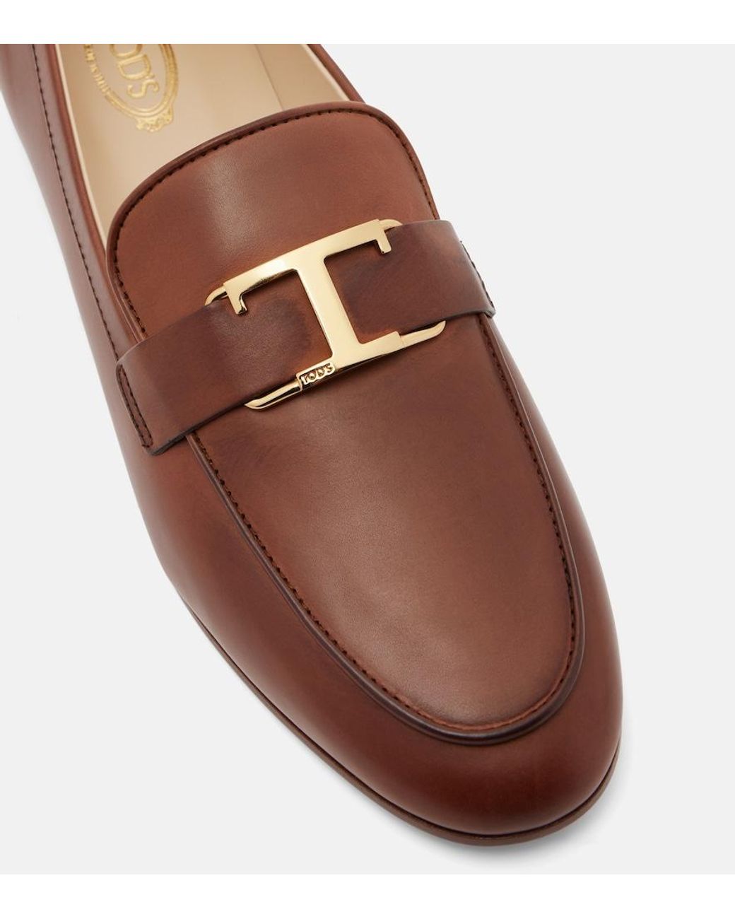 Tod's Brown T Timeless Leather Loafers