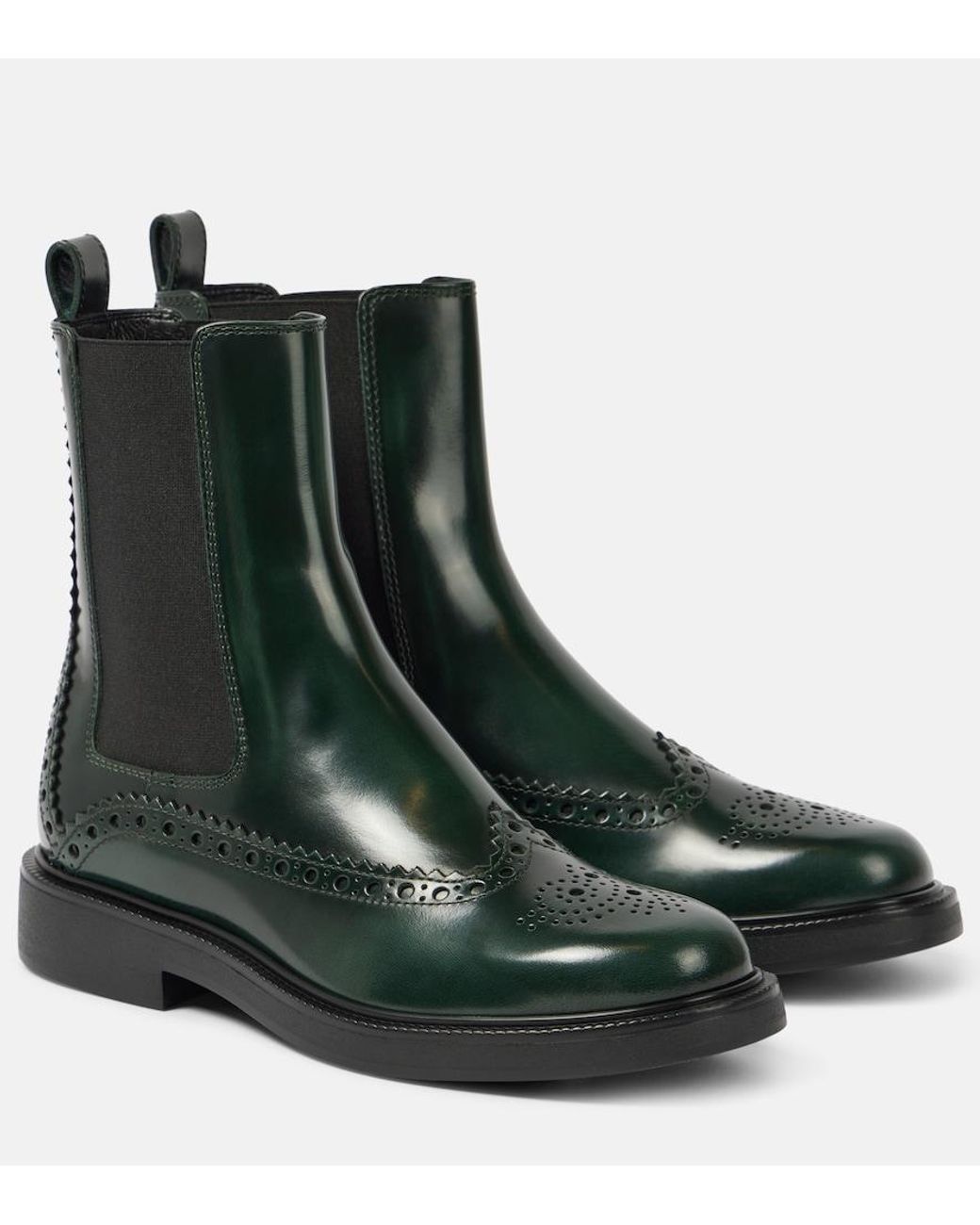 Tod's Green Leather Chelsea Boots
