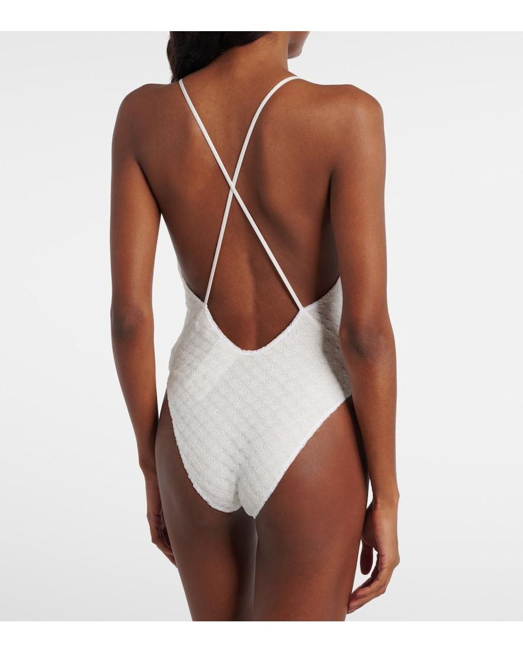 Missoni White Lame Swimsuit