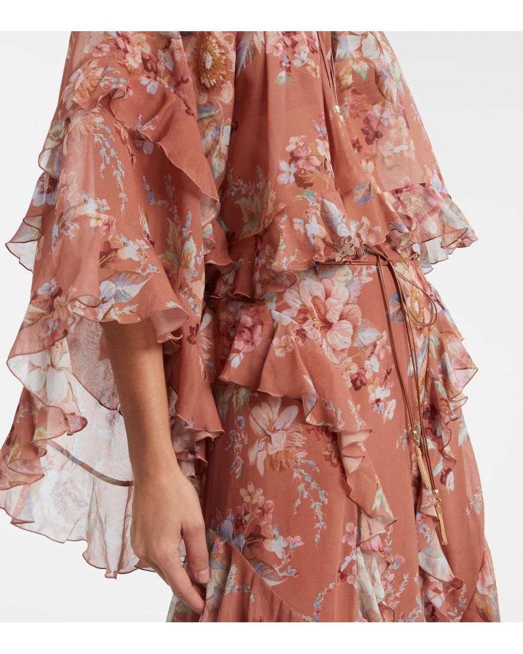 Zimmermann Red Awaken Floral Cotton And Silk Blouse